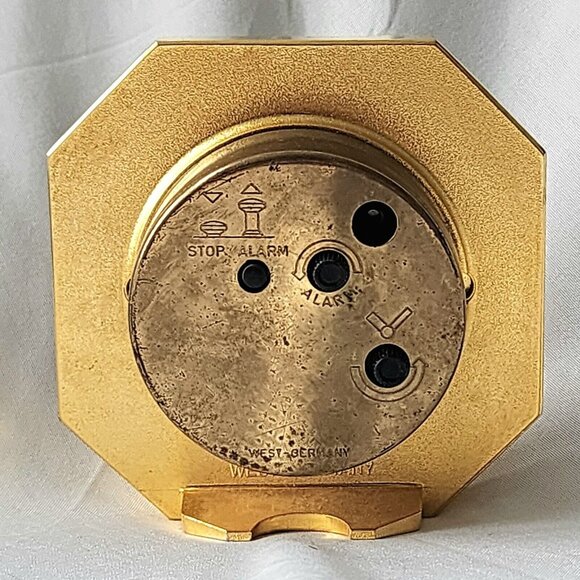 Gruen Quartz Octagon Alarm Clock 1980 3x3 Tortoise Shell West Germany Vintage - Picture 4 of 8